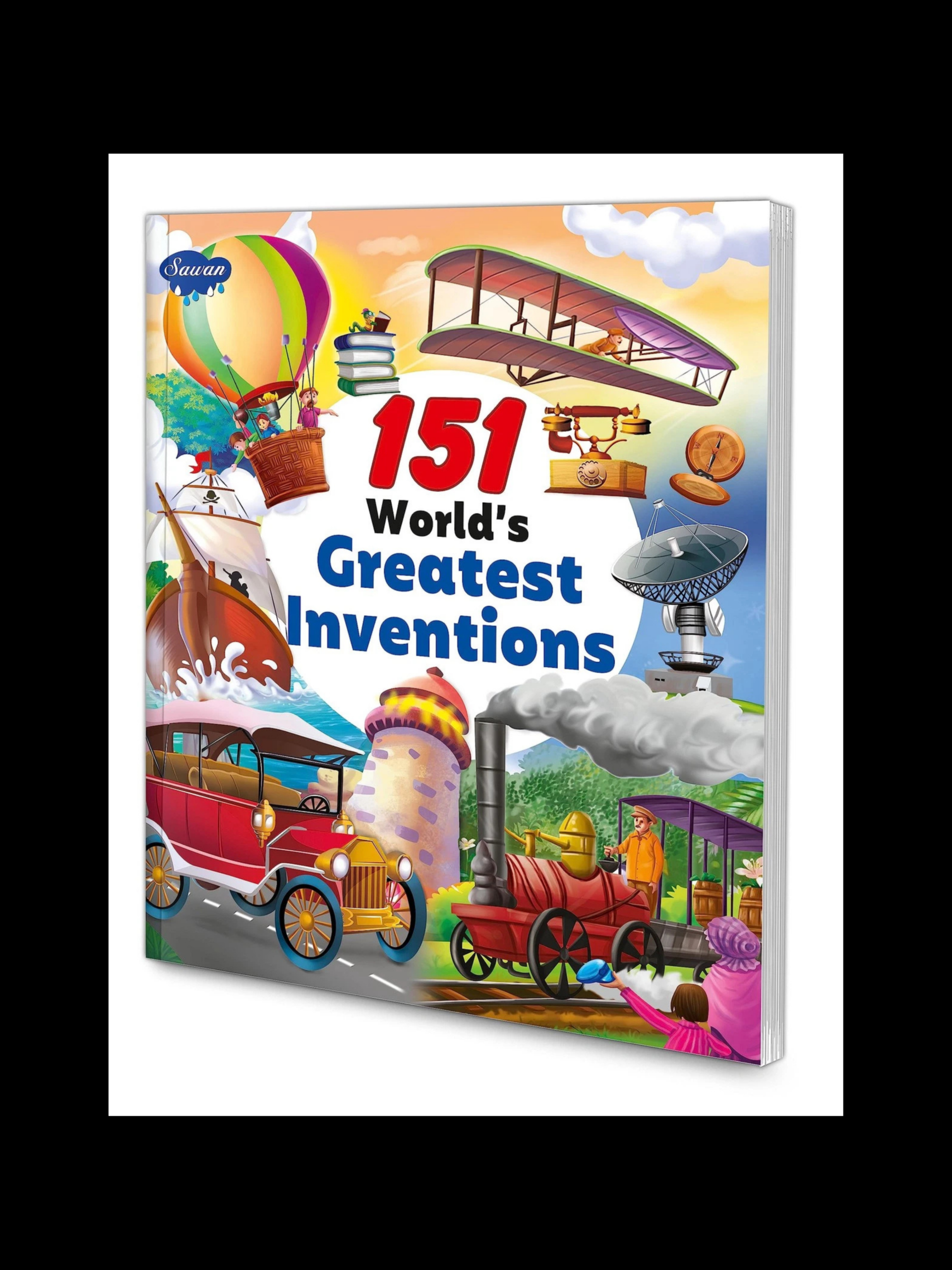 151 World’s Greatest Inventions book cover with colorful illustrations of inventions